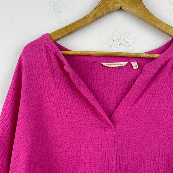 Soft Surroundings Cotton Gauze Tunic Top Size 3X Pink - Picture 3 of 7